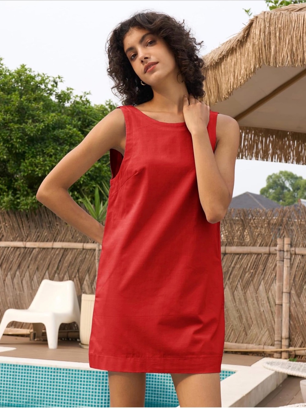 Sleeveless, Open Back Red Mini Dress
